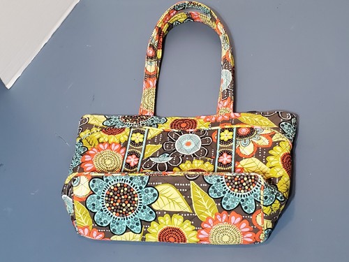 Vera Bradley Baumwolle gesteppt FLOWER POWER Schultertasche Handtasche Reißverschluss - Bild 7 von 10