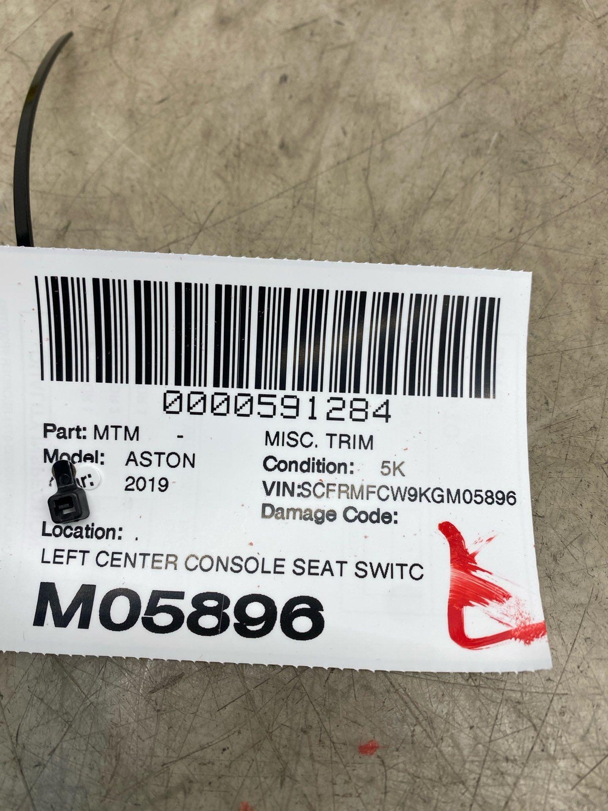 2017-2023 ASTON MARTIN DB11 LEFT CONSOLE SEAT SWITCH COVER PANEL *BROKEN TABS*