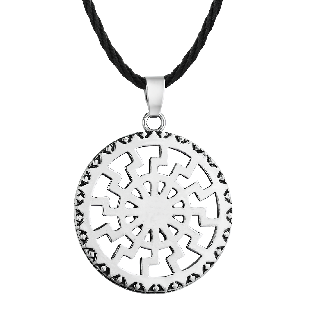 Black Sun Wheel Necklace Slavic Esoteric Occultism Protection
