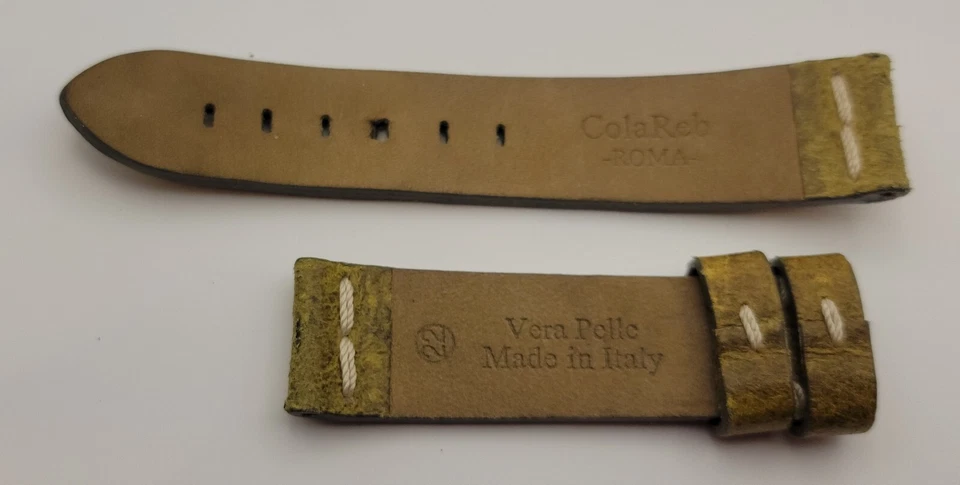 Correa de reloj ColaReb Roma de cuero grueso oliva genuino 21/20 mm 75+119 mm Hecho en Italia Foto 2 de 2