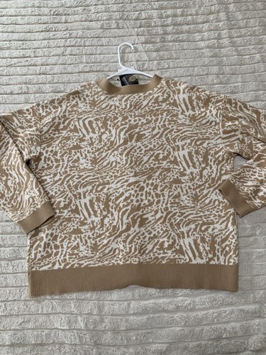 Simply Vera, Vera Wang Cheetah Print Khaki & White Print Cardigan Size XL - Picture 8 of 8