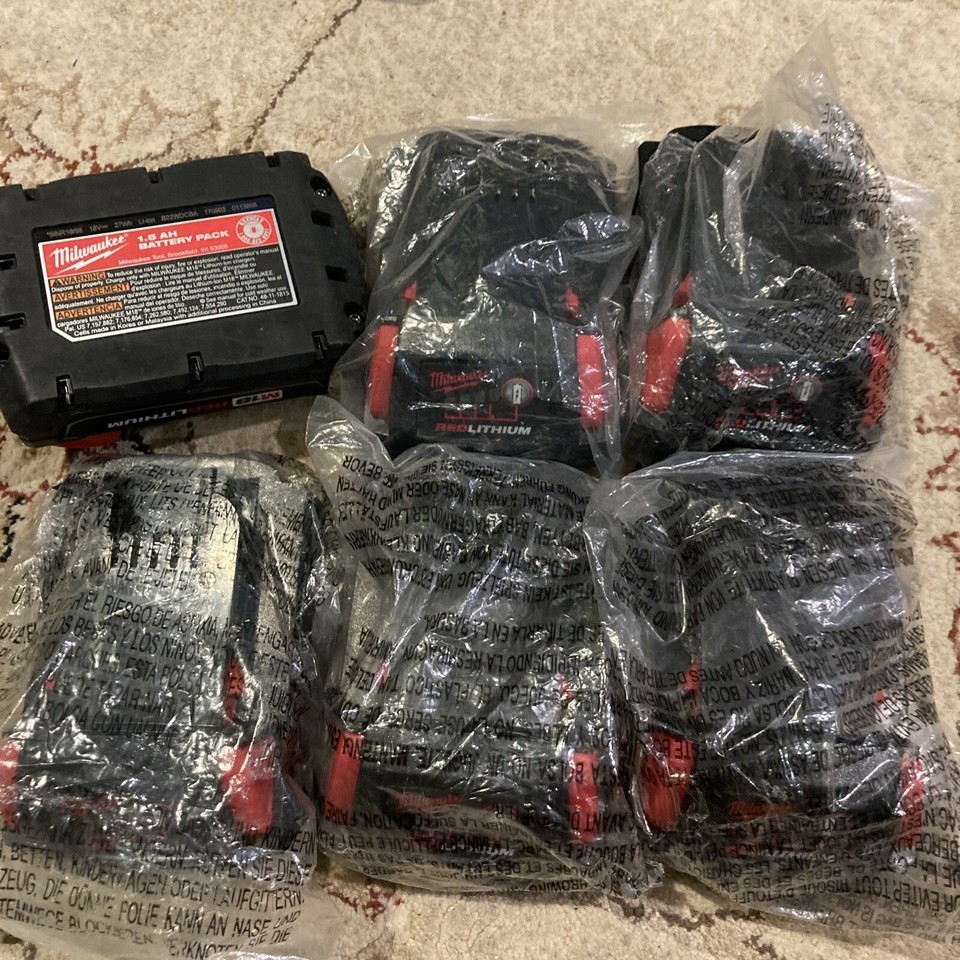Lot of 6 Milwaukee M18 Red Lithium 1.5AH Batteries eBay