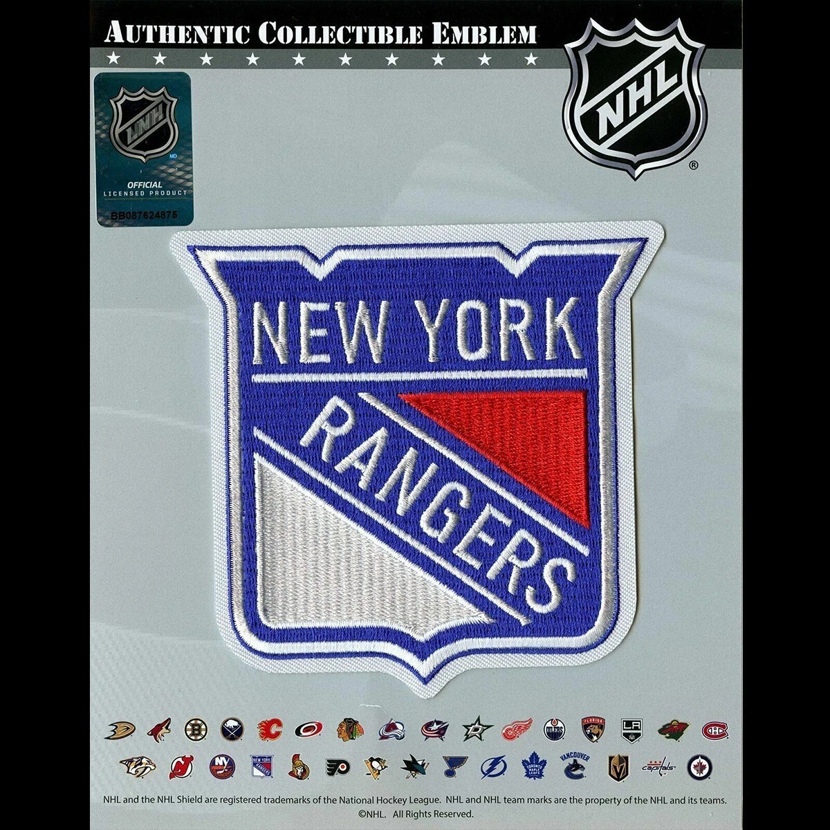  National Emblem 2019 New York Rangers Primary Shield Patch NHL  Logo Jersey Embroidered Iron On : Sports & Outdoors