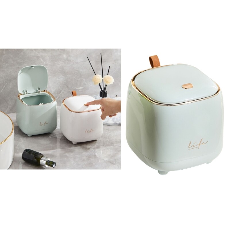 Desktop Trash Can Pressing Waste Can with Press Type Lid Dustbin Waste