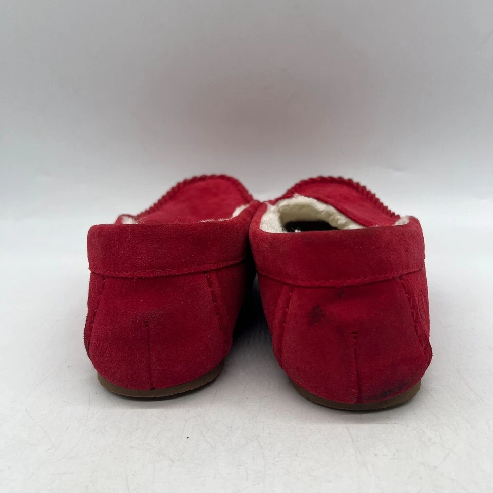 Lands' End Womens Red Suede Slip On Comfort Moccasin Slippers Size 11 D - Image 4 of 4