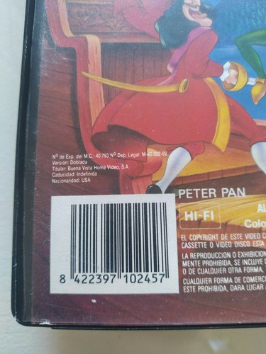 PETER PAN Los Clasicos De WALT DISNEY 1992 - VHS Cinta Tape Español - Am - Picture 3 of 4