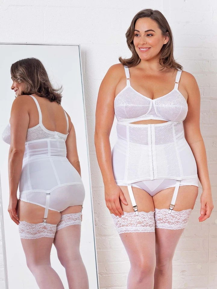 Gartered Waist Trainer Girdle Womens Plus Size 2X-8X Black or White Shapewear - Image 3 of 4