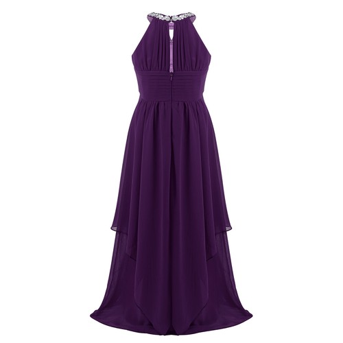 Flower Girls Dress Bridesmaid Birthday Party Prom Wedding Chiffon Formal Gown - Picture 6 of 75
