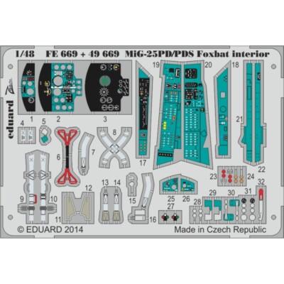 MW22 EDUARD FE669 MIG-25PD/PDS FOXBAT INTERIOR S.A. 1/48 ZOOM SET for
