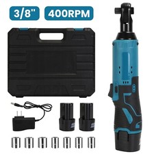 3/8" Cordless Electric Ratchet Wrench Set Power Tool with 2 Rechargeable Battery