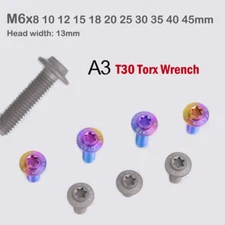 Titanium Screws M6x8-45mm T30 Torx Ti Bolt motorcycle fastener Head width 13mm