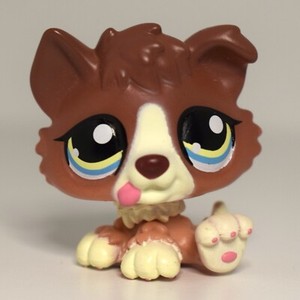 PETSHOP CHIEN COLLEY LPS Hasbro BE Marron Blanc Yeux Verts #1542 - Pet Shop EUR 99,90 - FR