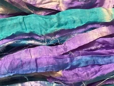 45+colors Recycled Sari Silk Ribbon Yarn Multicolored
