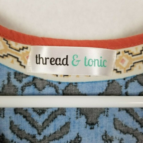 Thread & Tonic Women's Hi-Lo Boho Sleeveless Scoop Neck Tribal Print Tunic S - Picture 2 of 5