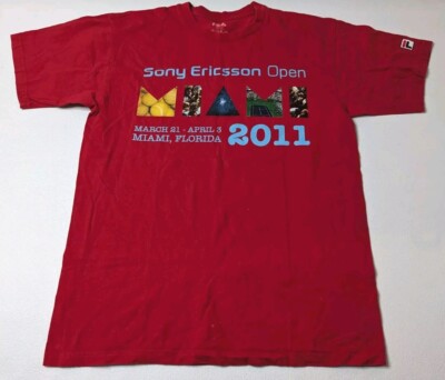 Fila Sony Ericsson Open T-Shirt Men's M Red Graphic 2011 Miami FL Short Sleeve 