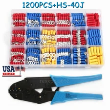 1200Pcs Assorted Insulated Electrical Wire Terminals Crimp Connectors Spade Kit