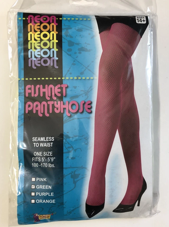 Pantimedias de red verde neón disfraz Halloween talla única paquetes de 2 Foto 2 de 4
