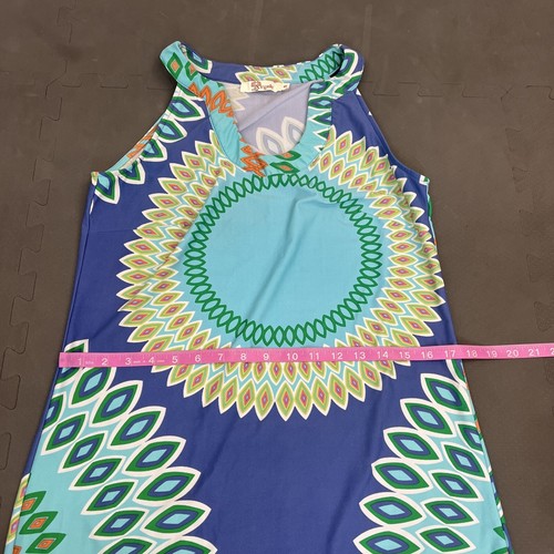 Aryeh Anthropologie Blue Multi-Color Geometic Print Dress Size A-Line Party Sml - Picture 12 of 12