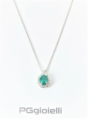 Collana Donna PG Gioielli In Oro Bianco Con Smeraldo E Diamanti CIOHARMONY/2S - Foto 1 di 1