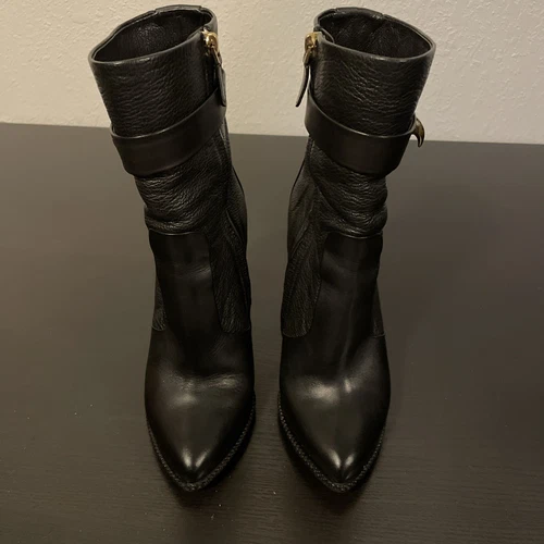 Givenchy ~ Stivaletti di design in pelle nera con zeppa a blocco di squalo taglia: 36 6 6 5 US