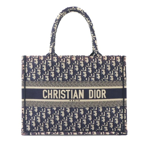 Christian Dior Oblique Book Tote Medium Bag Canvas Navy M1296ZRIW 90328406