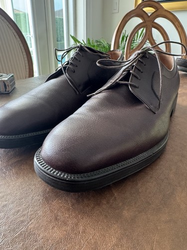 Salvatore Ferragamo Men's Brown Leather Lace Up Rubber Sole Shoes Size 14