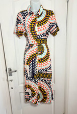White Stuff Rua Midi Shirt Dress Geometric Cotton Boho Tea Party Casual Holiday