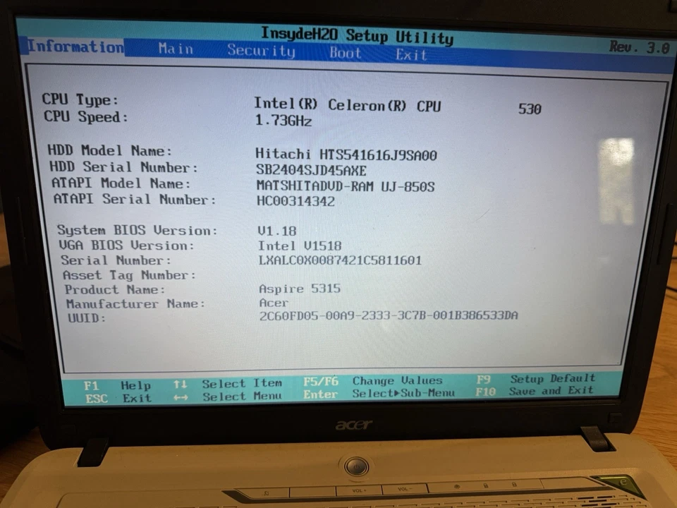 Acer Aspire 5315 Laptop, Intel Celeron, 2GB RAM, 160GB Festplatte - Bild 3 von 4