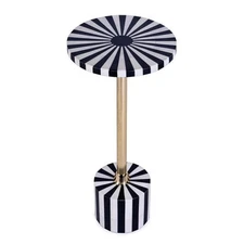 Beaumont Lane Modern Brass And Bone Inlay Round Side Table - Black White