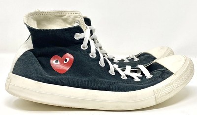 Men's Comme Des Garcons x Converse Hi Black White Canvas Shoes 112855 sz 10