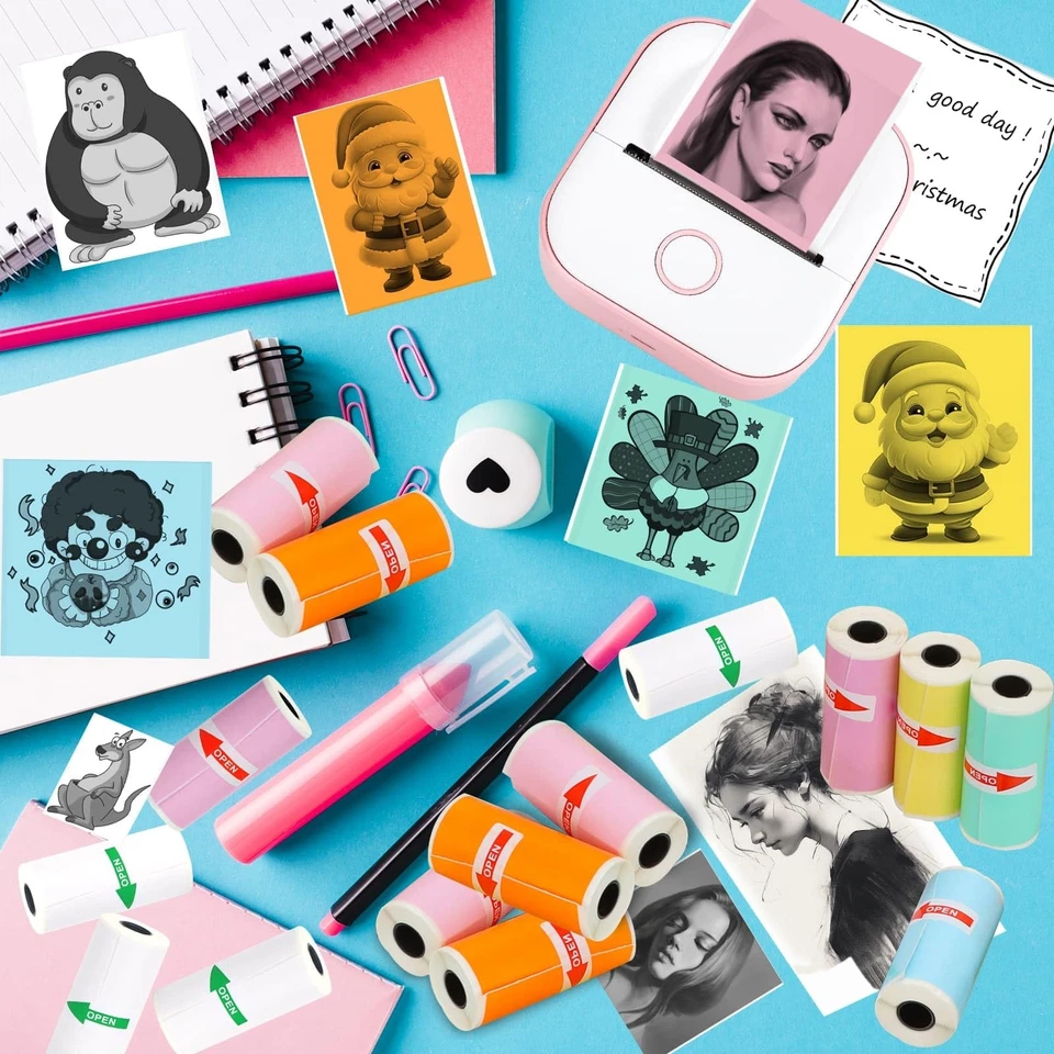 6 Rolls Colored Thermal Sticker Paper for Phomemo T02/M02/M02S PRO Mini Print... - Image 2 of 4