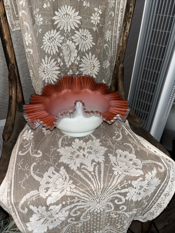 Webb Style Satin Glass Peach Blow Basket