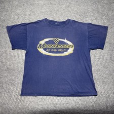 Vintage University Of West Virginia Mountaineers T-Shirt Large MENS RARE NAVY