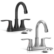 4 inch Bathroom Sink Faucet Swivel 2 Handle Centerset Bath Vanity Faucet w/Drain