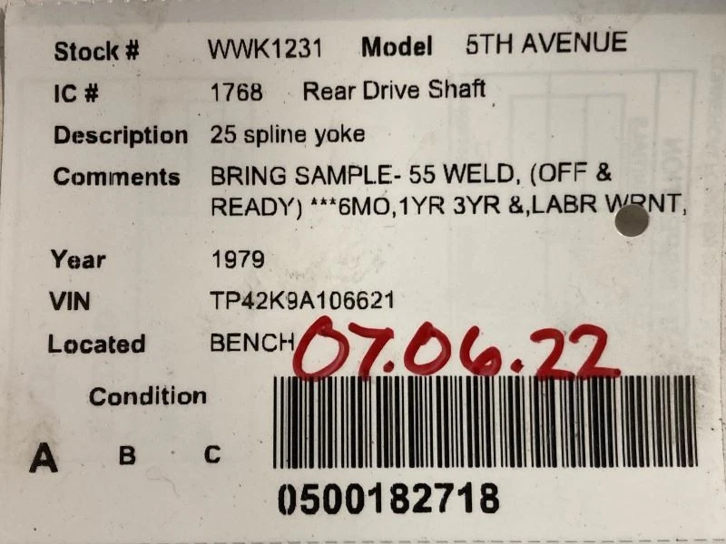 Rear Drive Shaft 25 Spline Yoke Fits 79-81 5TH AVENUE 1584790 — 第 4/4 张图片