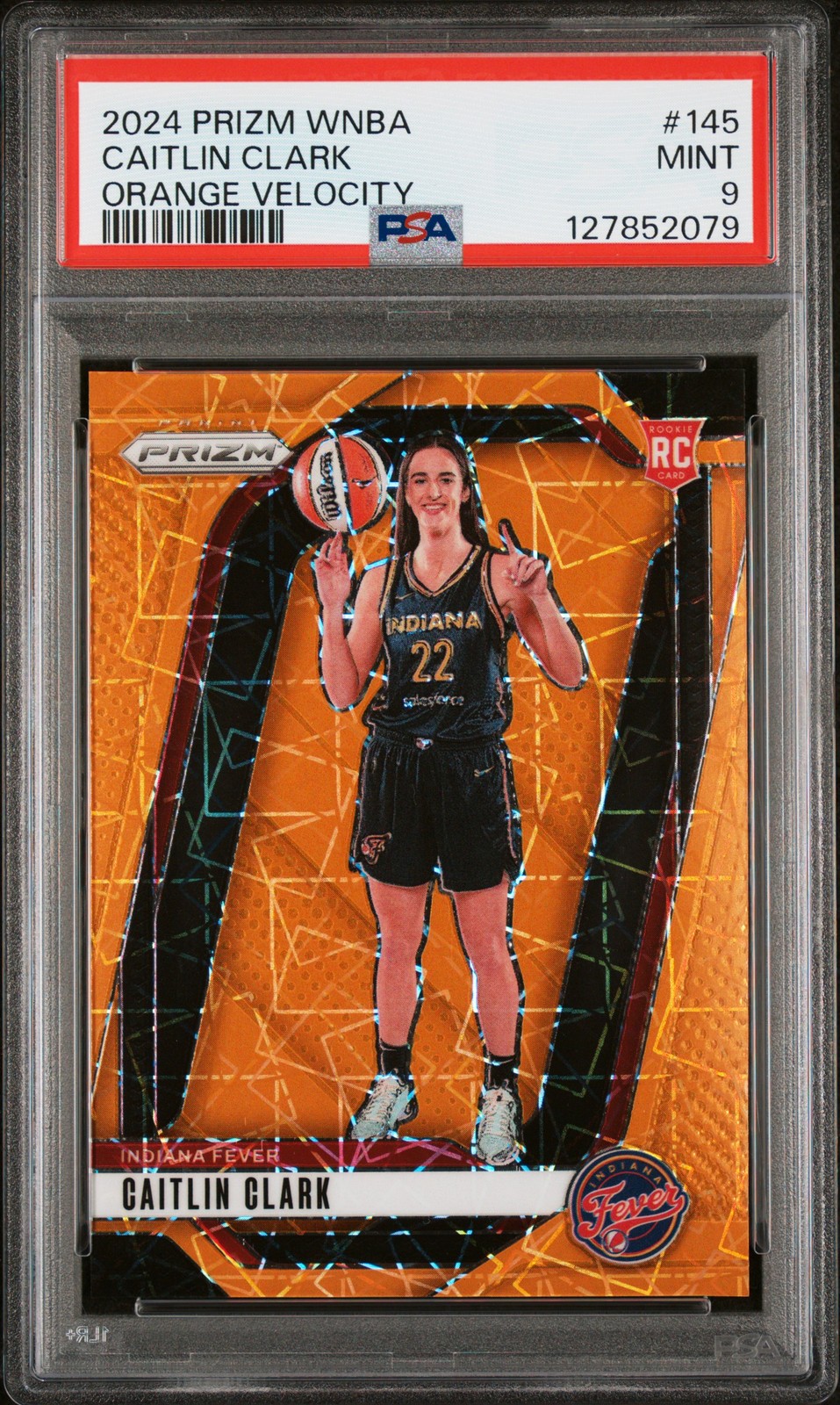 2024 PANINI PRIZM WNBA ORANGE VELOCITY #145 CAITLIN CLARK PSA 9