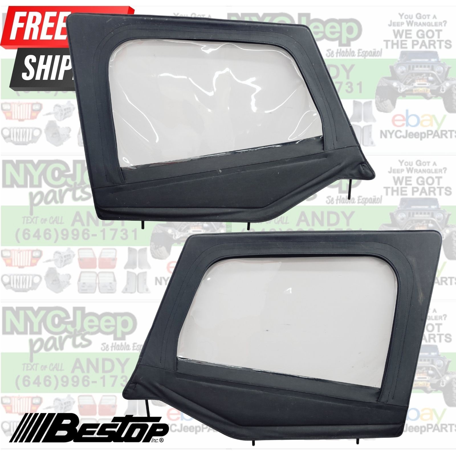 Bestop Upper Door for 87-95 Jeep Wrangler YJ Half Door Window SKIN & FRAME Black