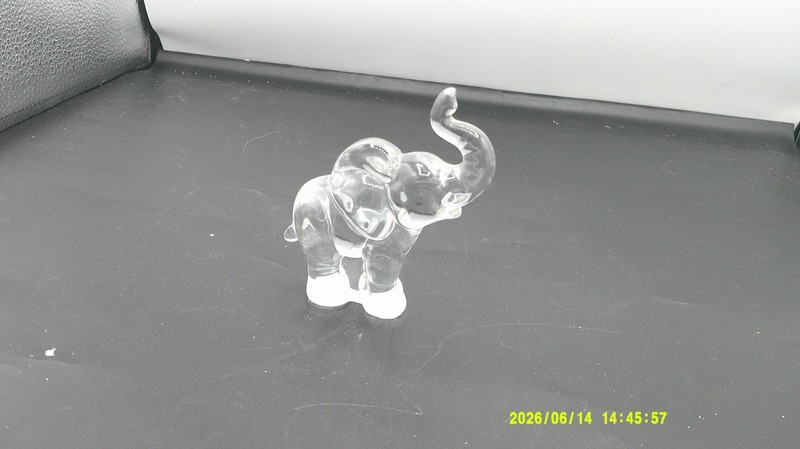 Vintage Clear Glass Elephant with Raised Trunk for Good Luck 3.75"
