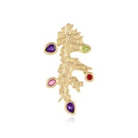 Cavill AnhäNger Damen 925 Silber Vergoldet Amethyst Rubin Peridot Blatt