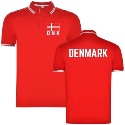 Herren Polo Shirt Dänemark Fußball Fan WM 2026 Denmark Rot CHE DNK