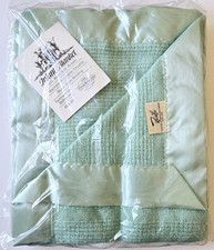 Faribo Infant Blanket Wool Acrylic Seafoam Green 45 X 60 NEW Baby Satin Edge
