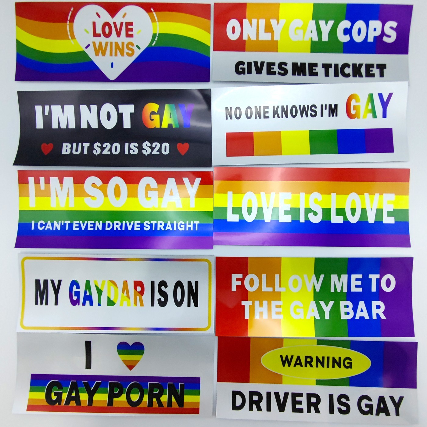 10 Pcs LGBT Gay Pride Rainbow Flag Car Truck Window Bumper D