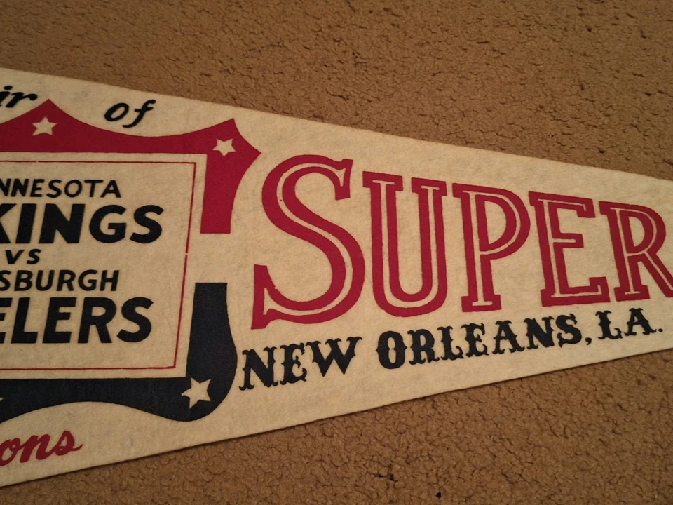 PITTSBURGH STEELERS VINTAGE GALHARDETE SUPER BOWL IX MUITO RARO - Imagem 3 de 4