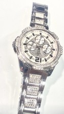 GUESS 100 M Waterpro Silver-Tone Multifunction Watch shimmering crystals