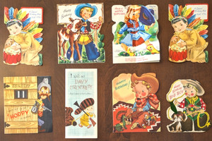 Vintage Birthday Cards, Lot of 8, Cowboy and Western Themed, Used