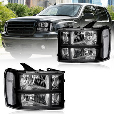 Headlight Assembly, Headlights Kit Compatible with 2007-2013 GMC Sierra 1500/200