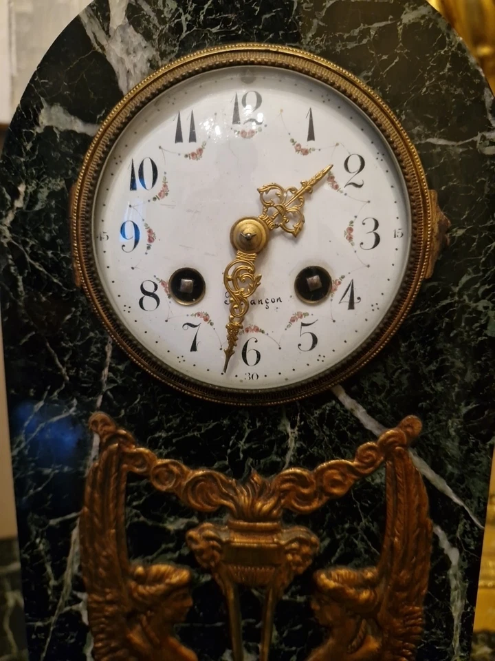 Horloge Ancienne En Marbre De Style EMPIRE Époque Fin XIX Ème S - Photo 4/4