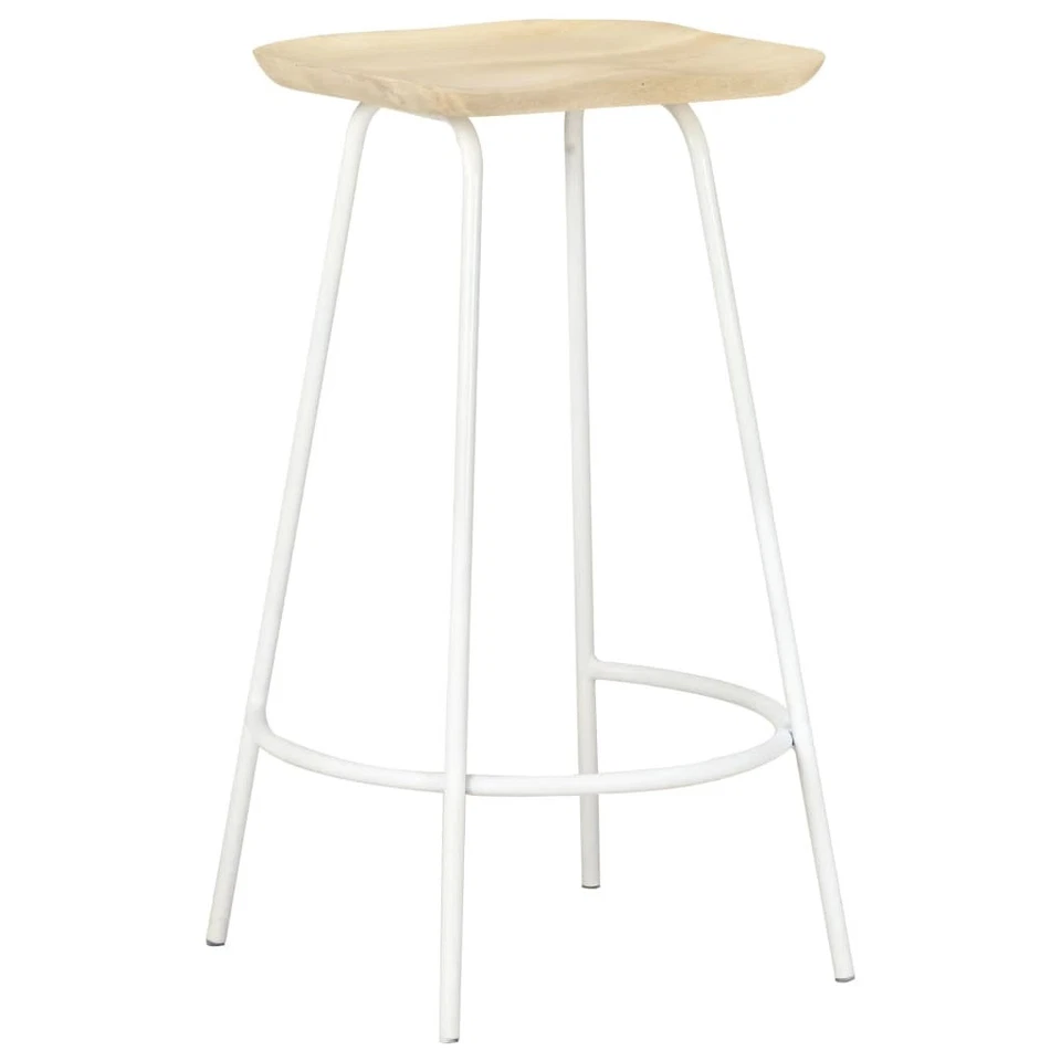Bar Stool Set of 4 Bleached wood and white - Image 2 of 4