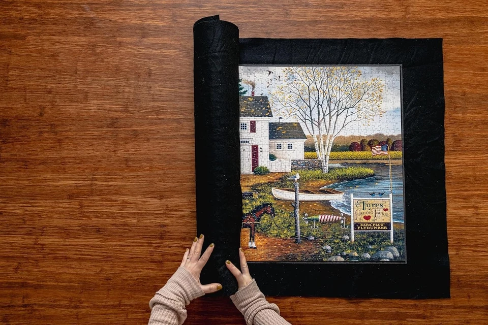 Puzzle Mat Roll-Up Saver para 1500 piezas Puzzles Fieltro Tablero de Almacenamiento Fácil Montaje Bla Foto 4 de 4