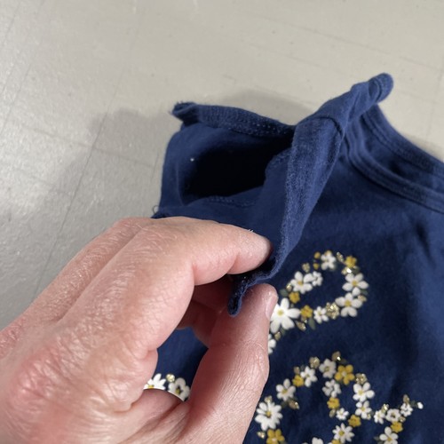 Carters Size 5t Girls Short Sleeve Shirt Blue Love Flower Design - Picture 4 of 10